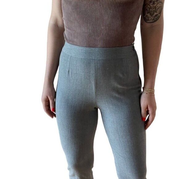 Vintage Chanel Gray Wool Mid Rise Stretch Preppy Kick Flare Skinny Trouser Sz 38 - Picture 5 of 6